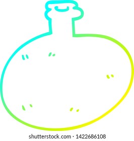 dibujo de línea de gradiente frío de una botella de vidrio de dibujos animados