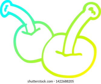 cold gradient line drawing of a cartoon cherry