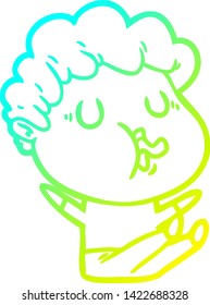 cold gradient line drawing of a cartoon man singing