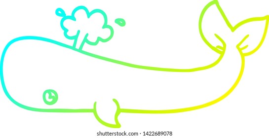 cold gradient line drawing of a cartoon whale