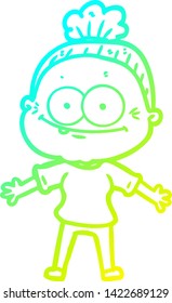 dibujo de una anciana feliz con gradiente frío