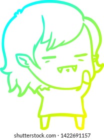 cold gradient line drawing of a cartoon undead vampire girl