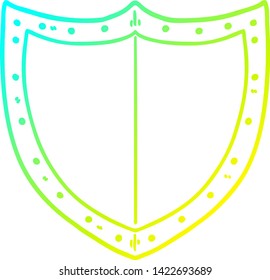 cold gradient line drawing of a cartoon shield