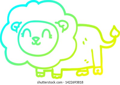 kalte Farbverlauf-Linienzeichnung eines Cartoon-Löwen