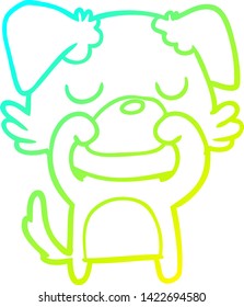 cold gradient line drawing of a cartoon dog