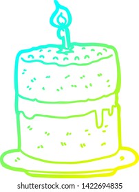 cold gradient line drawing of a cartoon cake