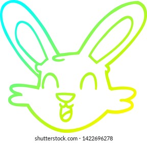 cold gradient line drawing of a cartoon cute bunny