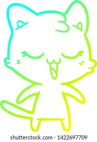 cold gradient line drawing of a cartoon cat