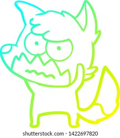cold gradient line drawing of a cartoon annoyed fox