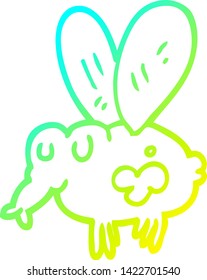 cold gradient line drawing of a cartoon fly