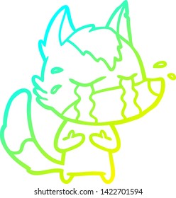 dibujo de una línea de degradado frío de un lobo llorando