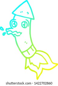 cold gradient line drawing of a cartoon firework