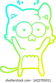 cold gradient line drawing of a cartoon surprised cat
