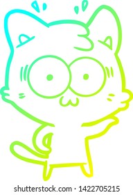 dibujo de línea de degradado frío de un gato sorprendido