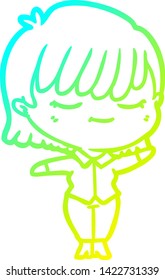 dibujo de línea de gradiente frío de una mujer caricaturista