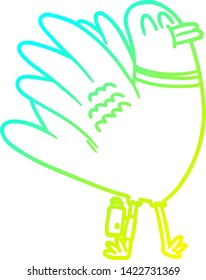 cold gradient line drawing of a cartoon pigeon
