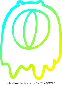 cold gradient line drawing of a cartoon spooky ghost