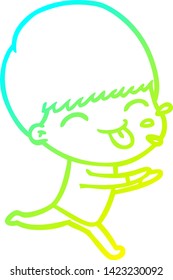 cold gradient line drawing of a cartoon rude man