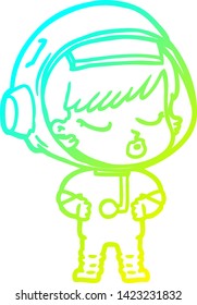 dibujo de una linea de gradiente frío de una chica astronauta