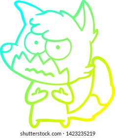 cold gradient line drawing of a cartoon annoyed fox