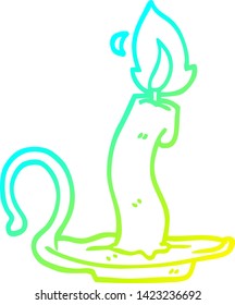 cold gradient line drawing of a cartoon burning halloween candle