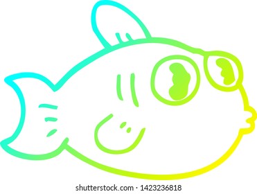 dibujo de línea de degradado frío de un pez caricatura