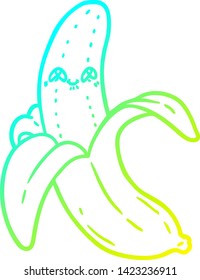 cold gradient line drawing of a cartoon crazy happy banana