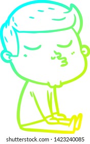 cold gradient line drawing of a cartoon model guy pouting