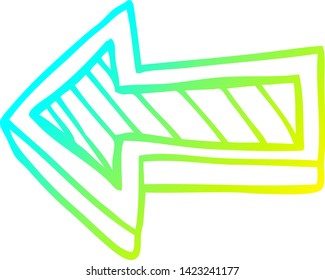 dibujo de línea de degradado frío de una flecha de dirección de dibujos animados