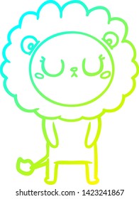 cold gradient line drawing of a cartoon lion