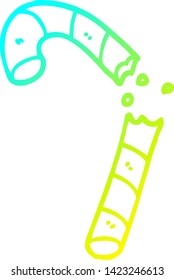 cold gradient line drawing of a cartoon xmas candy cane