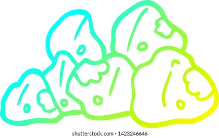 desenho de linha de gradiente frio de um desenho animado dourado clusters
