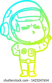 dibujo de línea de gradiente frío de una caricatura astronauta estresada