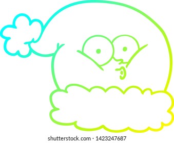 cold gradient line drawing of a cartoon christmas santa hat
