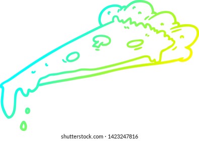 cold gradient line drawing of a cartoon slice of pizza