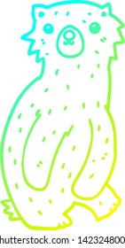 dibujo de línea de degradado frío de un oso de dibujos animados