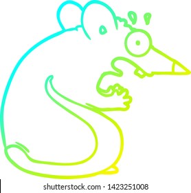 kalte Farbverlauf-Linienzeichnung einer Cartoon-Panikmaus
