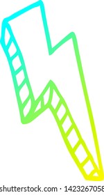 cold gradient line drawing of a cartoon thunder bolt