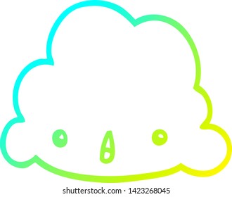 cold gradient line drawing of a cartoon cloud