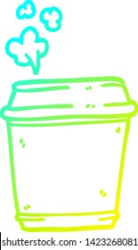 cold gradient line drawing of a cartoon coffee cup