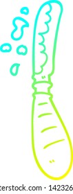dibujo de línea de degradado frío de una navaja de mantequilla de dibujos animados