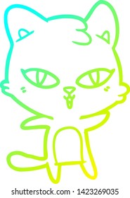 cold gradient line drawing of a cartoon cat