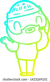 dibujo de línea de gradiente frío de un hombre barbudo de dibujos animados