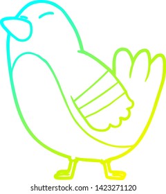 dibujo de línea de degradado frío de un pájaro de dibujos animados