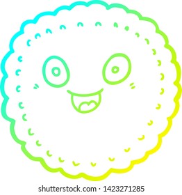 cold gradient line drawing of a cartoon biscuit