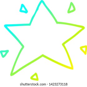 dibujo de línea de degradado frío de una estrella de dibujos animados