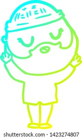 dibujo de línea de degradado frío de un hombre de dibujos animados con barba