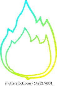 cold gradient line drawing of a cartoon fire