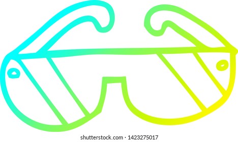 cold gradient line drawing of a cartoon sunglasses