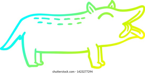 cold gradient line drawing of a cartoon funny dog